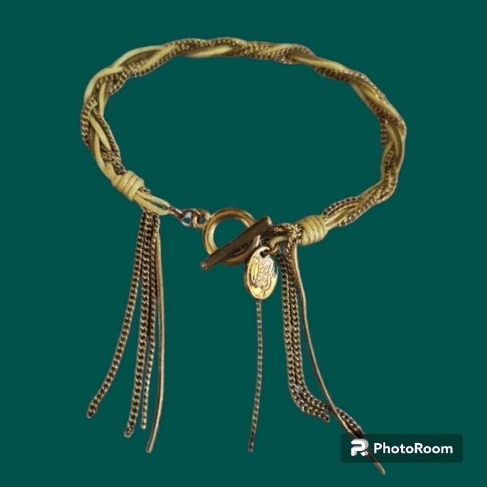 3/$30 PREMIER DESIGNS Western Tan Braided Chain Toggle Bracelet